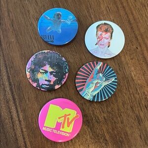 Set of 5 Rock n Roll Button Pins 🥰